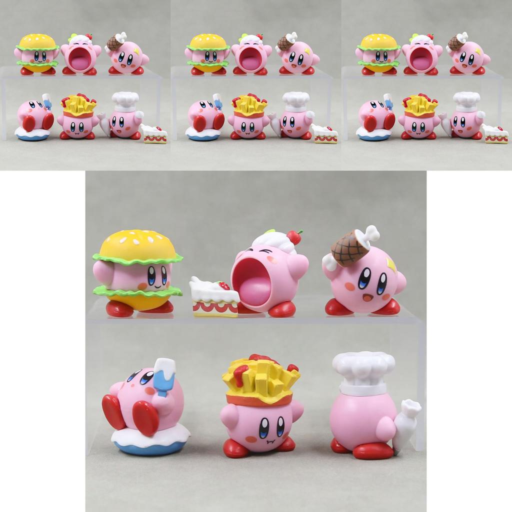 Adorable 6 Piece Kirby Food Figure Set Cute Pvc Car Decoration Collectible Toys