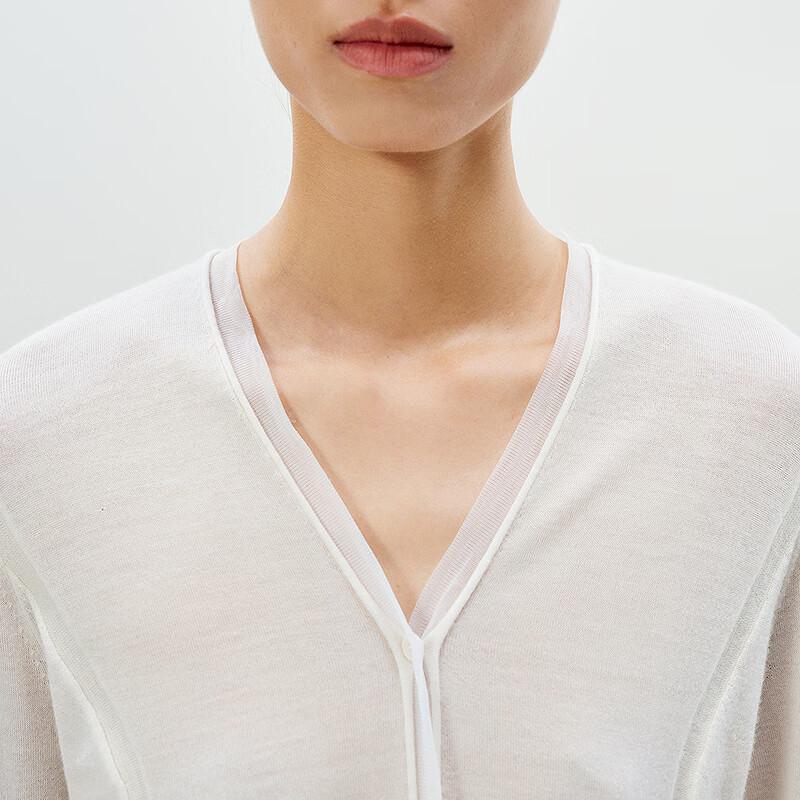 LESS 2025 Spring V-Neck Wool-Cashmere Cardigan