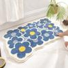 Sweet Flower Pattern Plush Absorbent Floor Mat Carpet For Home