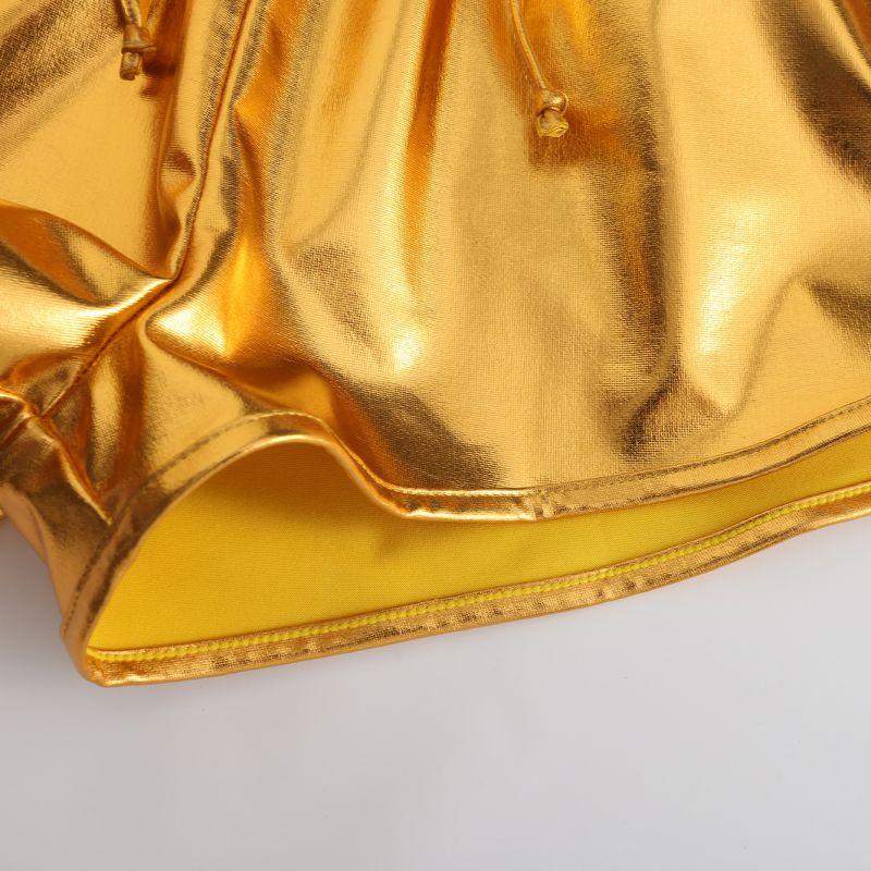 4-12 Years Kids Shining Dance Gymnastics Shorts Solid Color Drawstring Fitness Shorts