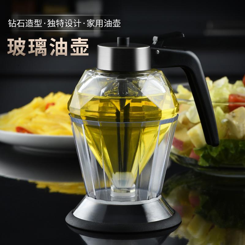 

Honey distributor, diamond oil pot, kitchen supplies, explosive, sealed and leak-proof base, special for soy sauce vinegar bottles Drill oil bottle 200ml