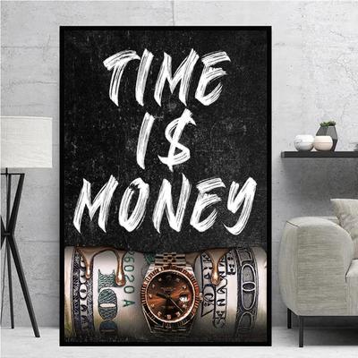 Vakit nakittir, boşa harcamayın motivasyon lüks posteri tuval boyama dolar duvar sanatı ofis ev dekor için baskı Cuadros
