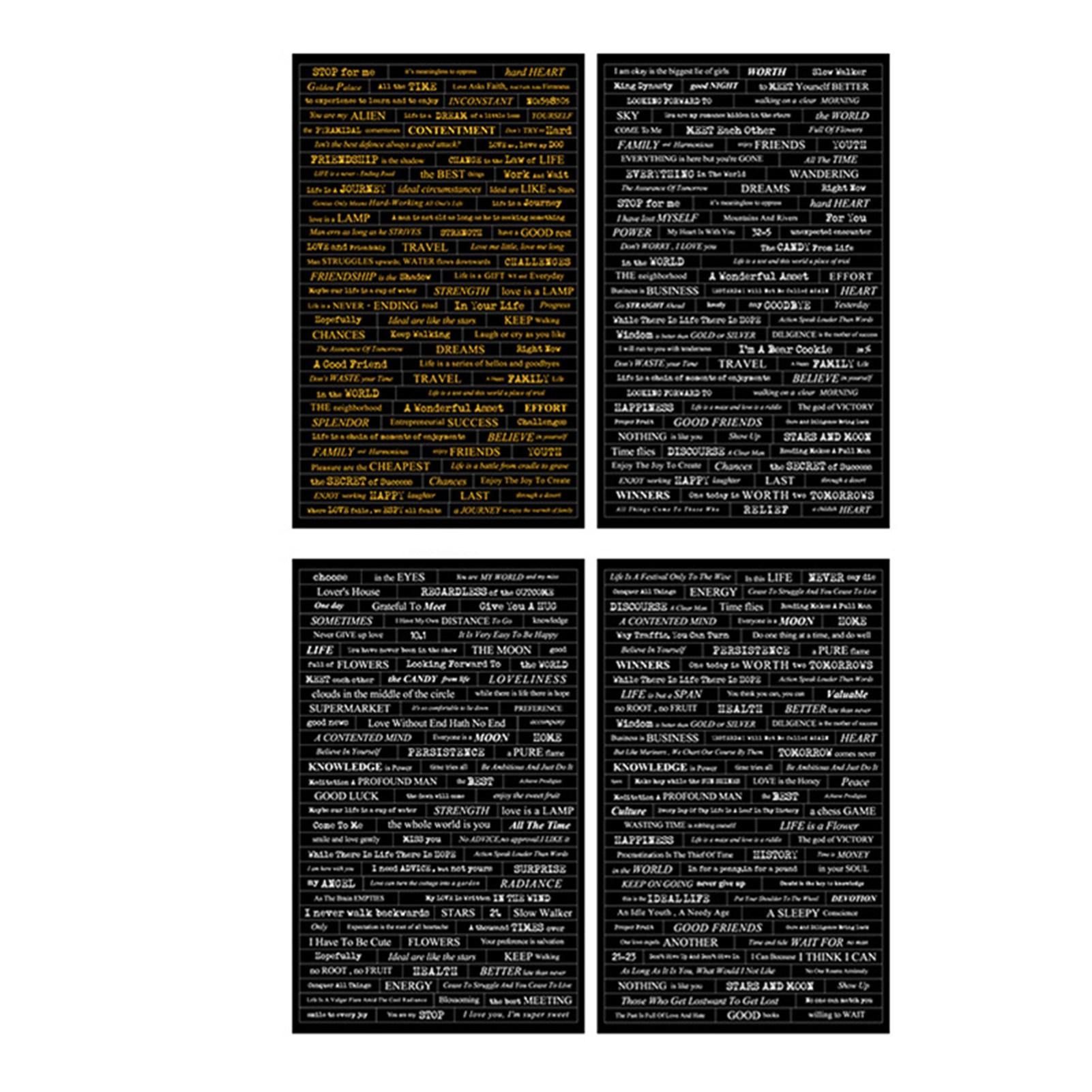 

4 листа Наклейки со словами и фразами Золотая фольга Наклейки для разговоров Цитаты Наклейки Винтажный альбом