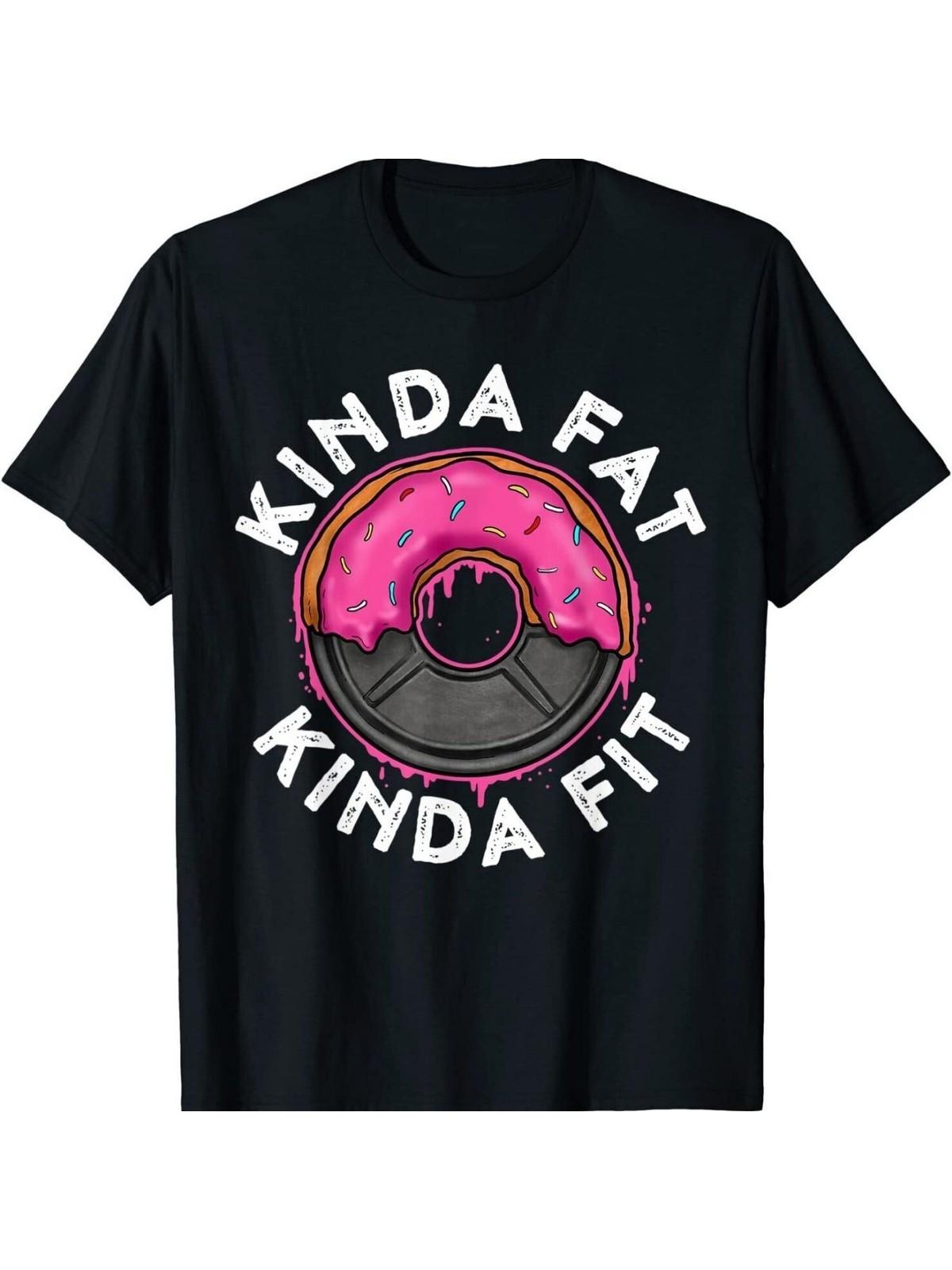 [Funny Gym Workout T-Shirt] Funny Gym Workout Kinda Fat Kinda Fit Doughnut Gif S разноцветный