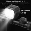 2 In 1 Bicycle Horn Light MTB Road Bike Front Lamp 120 DB USB Charging Front Bike Headlight 7 Light Modes Cycling Accessories