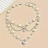 Multi-Layer Faux Pearl Love Heart Pendant Necklace for Women New Fashion Y2K Choker Party Jewelry Occasions