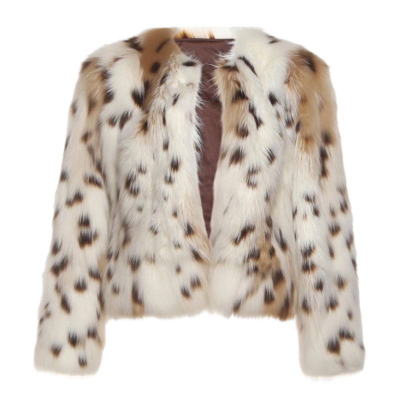

# Sisjuly# Urban Trend Sweet and Spicy Wild Leopard Honey Furry Design Long sleeve Short coat Women Leopard print S