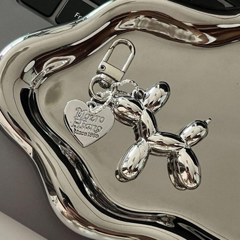 2024 Cute 3D Star Balloon Dog Keychain for Car Keys Iphone Accessories Trendy Heart Keyring Women Handbag Bag Pendant Key Chains
