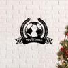 1 pièce de décoration murale en métal de bienvenue au football, art mural de football, panneau de nom de football personnalisé, cadeau d'anniversaire idéal pour lui