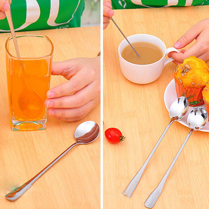 1 Pc Stainless Steel Coffee Spoon Long Handle Soup Spoon Ice Cream Tools Kitchen Accessories
