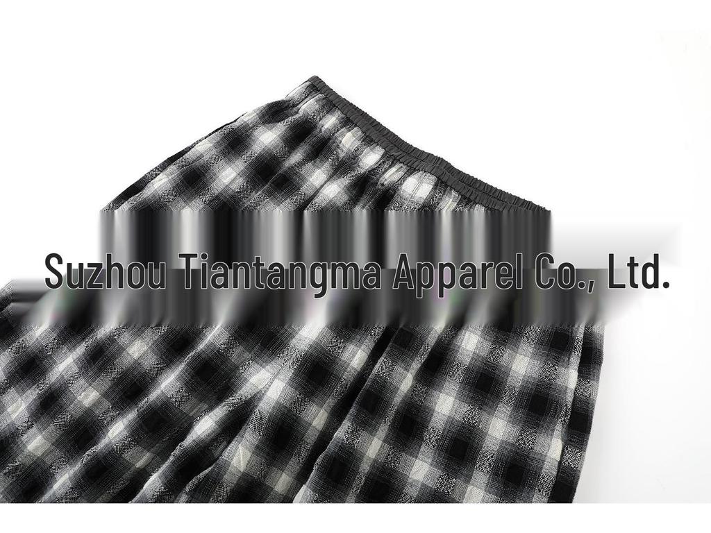 Women's Elastic Waist Plaid Wide-Leg Trousers - Spring/Summer 2026 Collection
