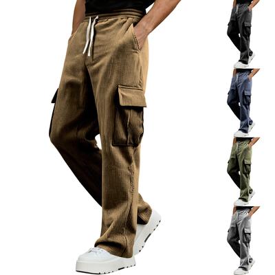Men's American Retro Workwear Casual Sportswear Pants, Men's Loose Straight-leg Wide-leg Corduroy Trousers