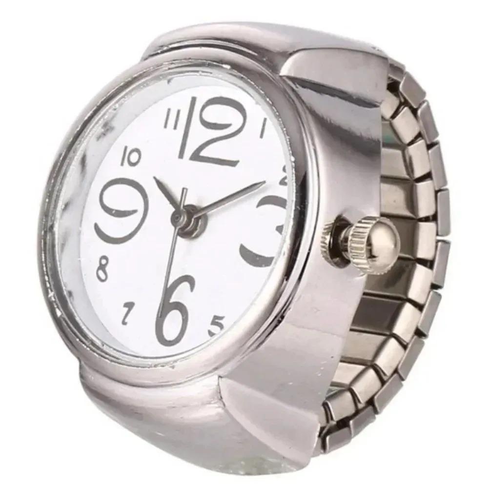 Mini-Armbanduhr-Ringe Vintage Punk Elastisches Armband Legierung Uhren Damen Herren Paarringe Schmuck Uhr Römische Quarz-Armbanduhr-Ringe gray