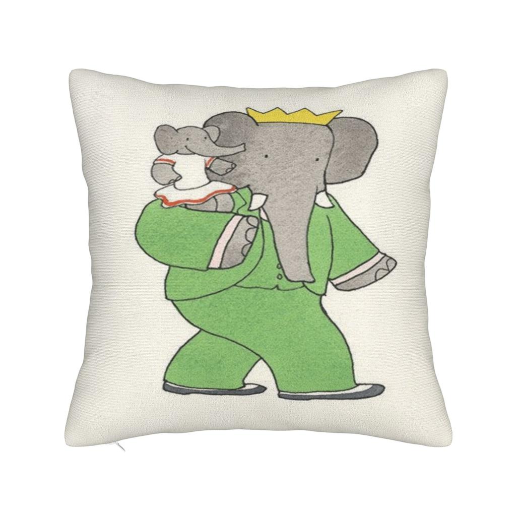 Cartoon Babar The Elephant Pillow Cover Graphic Cushion Cover Retro Trendy Pillow Case For Sofa Couch Bed Living Room