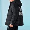 Li-Ning Printed Plaid Down Jacket Unisex Outerwear Black AYMR509-1