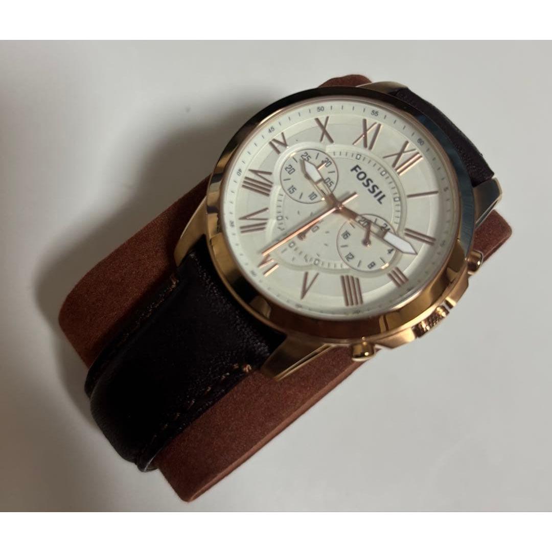 Used FOSSIL Watch Rose Gold Brown Leather