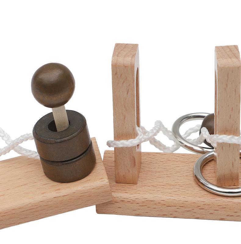 Small Brain Teaser Puzzle, Wooden Untie Rope Game, Unlocking IQ Puzzle, Party Favor Gifts for Kids Adults,Suitable for All Ages
