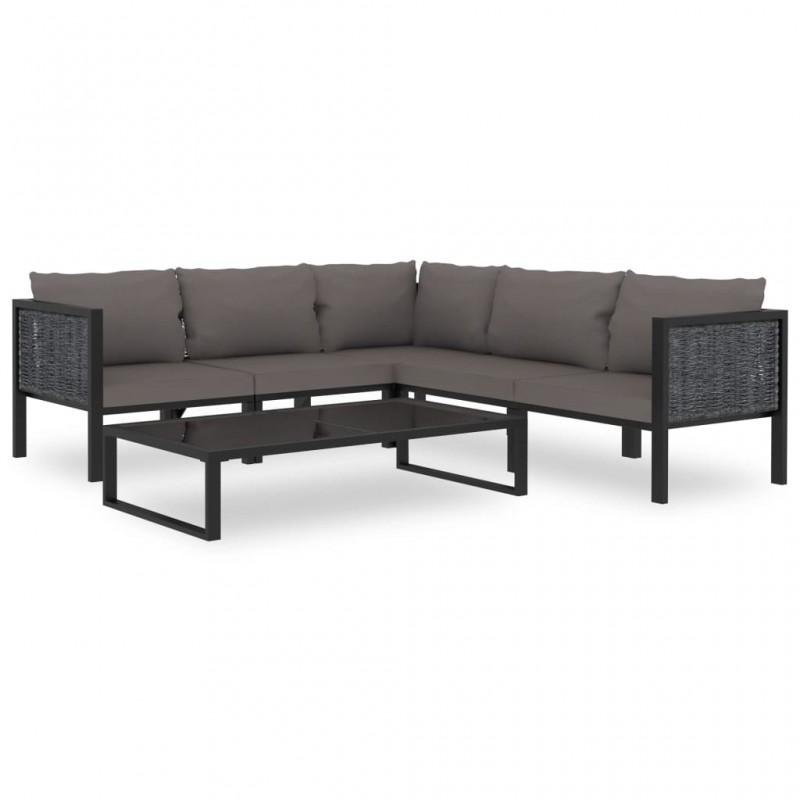 Day and Night - Day and Night Garden Furniture 6 Pieces and Cushions Anthracite Synthetic Rattan