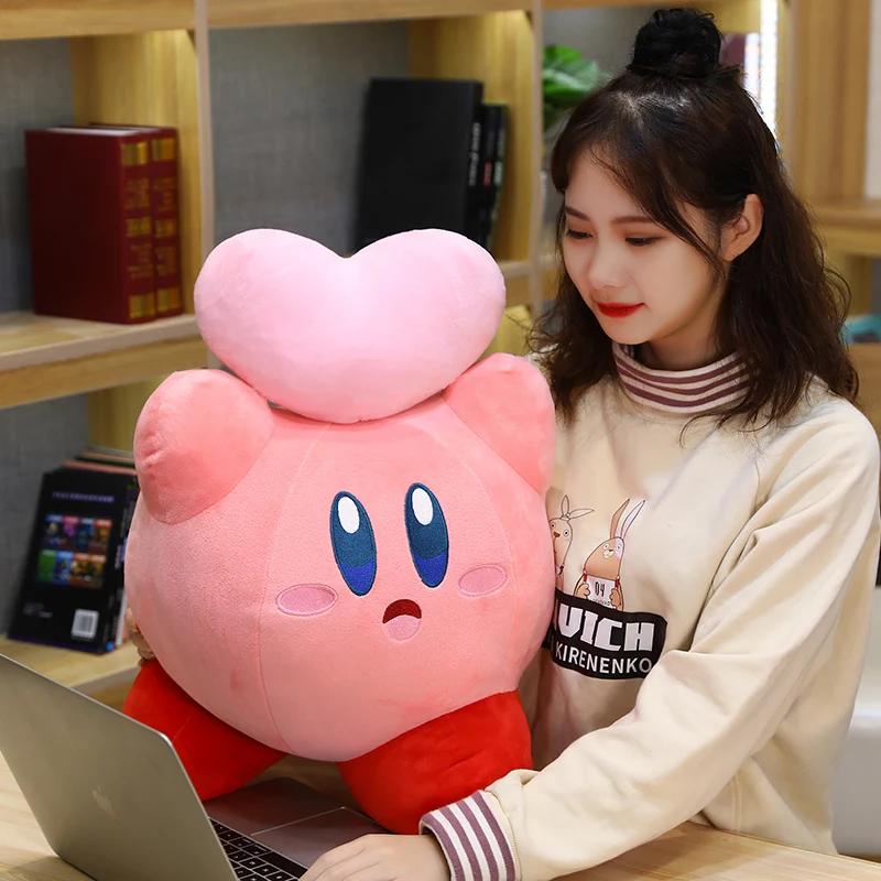 Big Size Cartoon Anime Kirby Plush Toy Japanese Style Figure Chef Kirby Strawberry Pink Heart Plushies Soft Pillow Gifts Girl