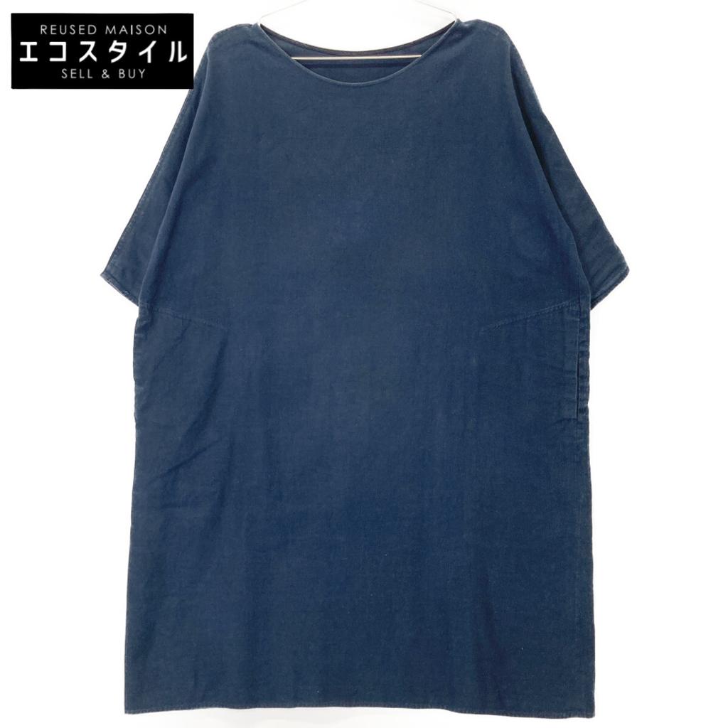 JURGEN LEHL J0141FA321 Blue Cotton Linen Boat Neck Tunic dress M NavyUsed