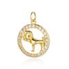 Zodiac Sign Copper Zricon Charm Round Constellation Capricorn Taurus Aries Pendant for Bracelet Necklace Making