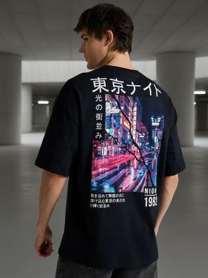 Tokyo Night Graphic Short Sleeves Men Women Oversized Y2k Short Sleeve Fashion Casual Streetwear Harajuku Female Male Clothing