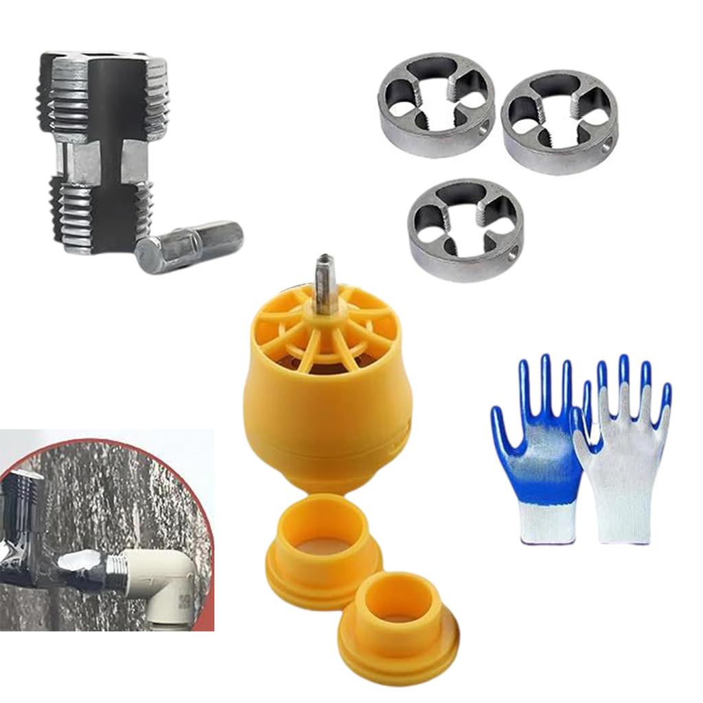 PVC Pipe Threader Kit Includes 3 Die Sizes Versatile PVC Pipe Thread Maker Tool Set Simple Operate for Electric Drill