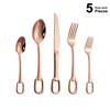 Set di Posate di Lusso da 5 Pezzi Coltello Forchetta Cucchiaio in Acciaio Inossidabile Set di Posate Elegante Set di Stoviglie Design Appendibile Logo Personalizzabile