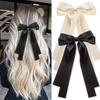 Women's Double-Layer Bow Ribbon Tassel Hair Clip - Woven Long Hair Tie Duckbill Accessory