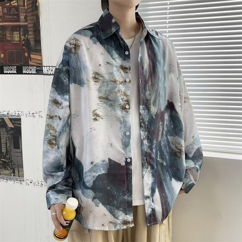 2024 Casual Long Sleeved Shirt Ins Loose Shirt Men'S Summer Trend Versatile Casual Jacket
