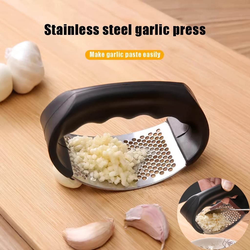 Stainless Steel Garlic Press -Manual Vegetable Cutter & Fruit Crusher for Restaurants - Easy-to-Use Kitchen Gadget