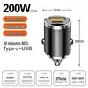 200W Super Fast Mini Car Charger, 12V/24V, Flash Charge for Android & Apple with Pull Ring Design