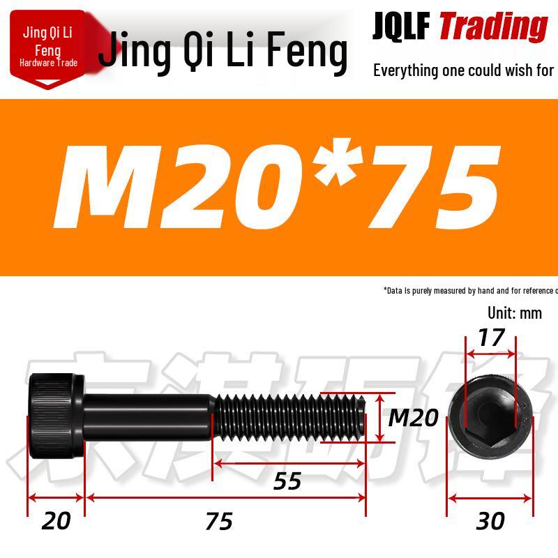 M20-M27 High Strength Blackened Hex Socket Head Cap Screw with Knurled Cylindrical Half Thread