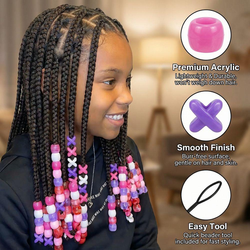 Kit di Perline Colorate per Capelli a Forma di Cuore d'Amore Decorazioni per Rastrellature e Treccine Ragazzi