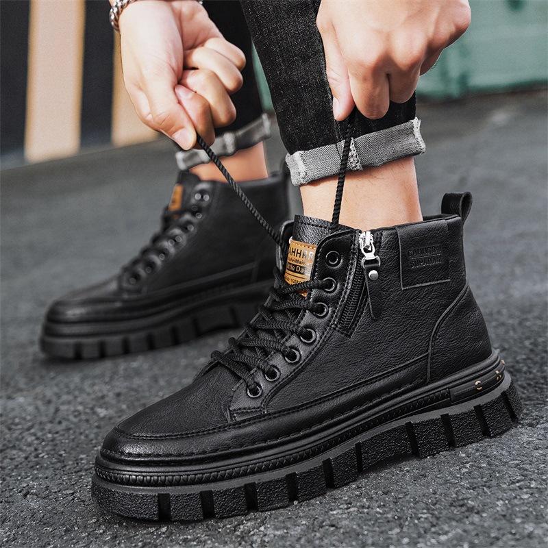 Herbst- und Winter-High-Top-Martin-Stiefel Herren Britischer Stil Werkzeug Lokomotivschuhe Herren Freizeit-Trendschuhe Reißverschluss Herrenschuhe 2024