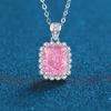 S925 Sterling Silver Necklace with Deep Blue, Pink, Padparadscha, Red, Yellow Ice Flower Cut Stones and High-End Facet High Carbon Diamonds for Women.