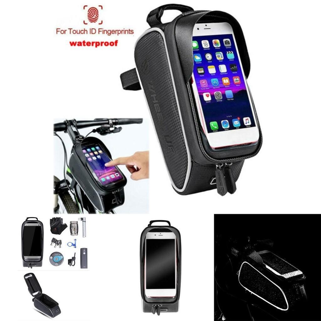 Polyester Bicycle Front Tube Pouch Bag With Transparent Tpu Screen**