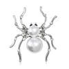 Vintage Exquisite Spider Design Brooch Pearl Rhinestone Insect Lapel Pins Cardigan Sweater Badge Fashion Jewelry Accessory