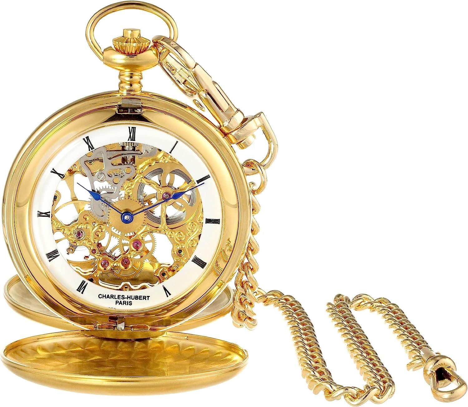 

Pocket Watch Mechanical Manual Winding Skeleton [Charles Hubert] 3780-G Men s