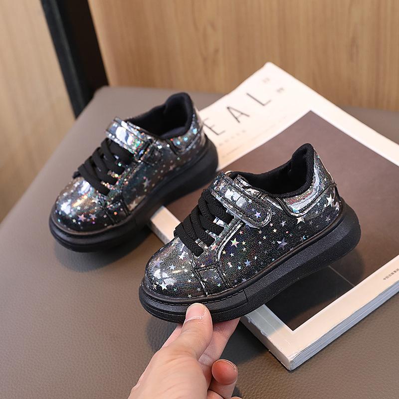 New Spring and Autumn Children's Sneakers, Boys' Shoes, Star Sports Shoes, Girls' Casual Shoes, Girls' Autumn Shiny Leather Shoes