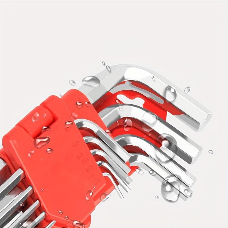 9-Piece Set L-Style Inner Hex Wrenches Alloy S2 Ball Head High Hardness Plum Blossom Wrenches for Precision Mechanical Work