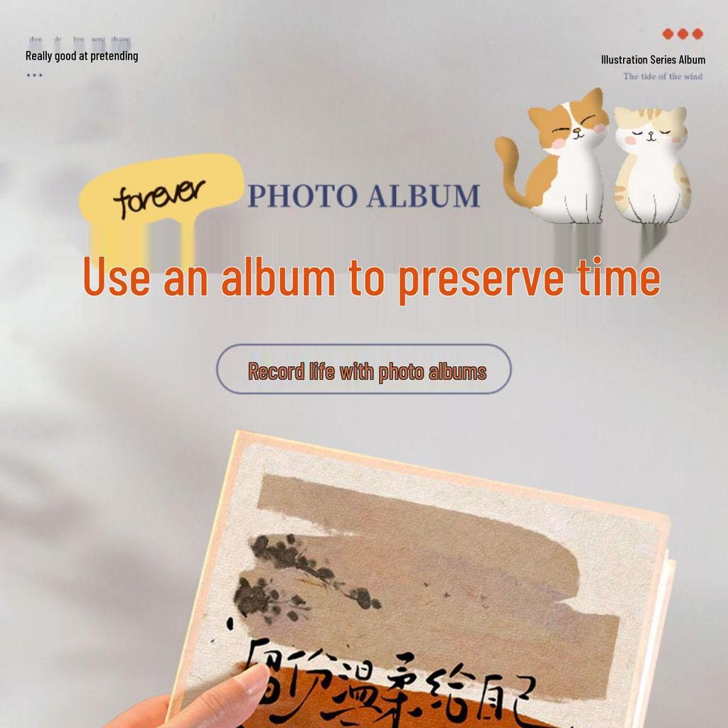 Vertikales Fotoalbum Scrapbook, 3x6 Zoll, Große Kapazität, Laminierter Karton, Inklusive Aufkleber
