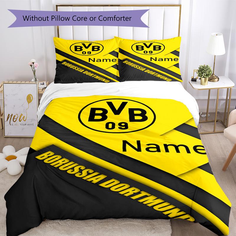 3Pcs Custom Name Borussia Dortmund Bedding Set Duvet Cover Closure Includes 1Duvet Cover 2Pillowcases Soft And Comfortable For All Seasons