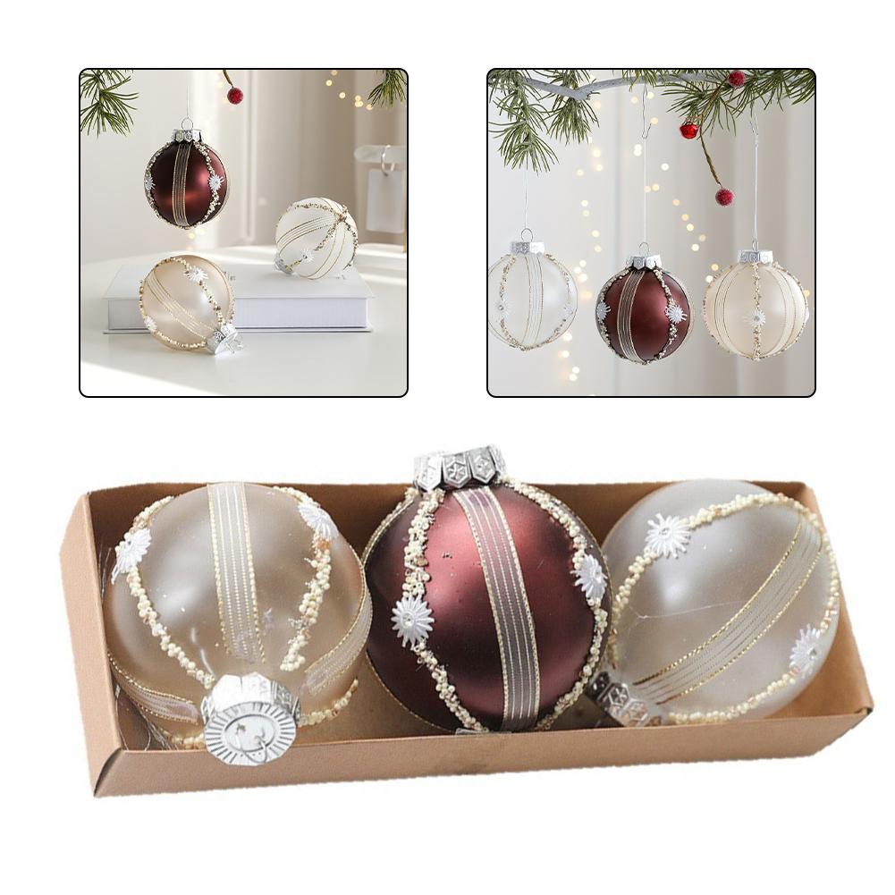 3 Pack Christmas Balls For Tree Hanging Decoration Ornaments 8cm Shatterproof Plastic Suitable For Holiday And Event Use