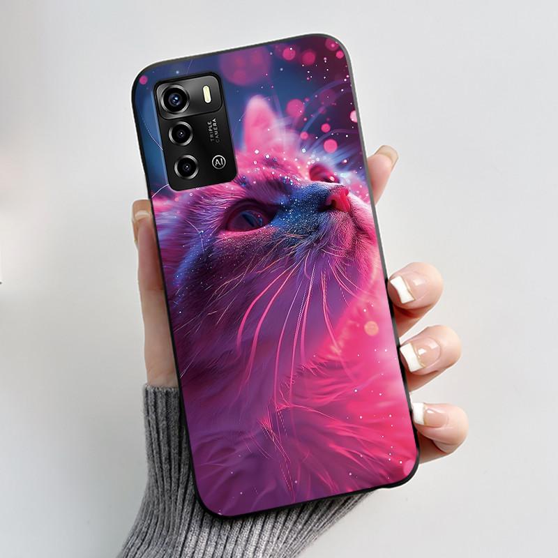 Pouzdro Pro ZTE Blade A72 4G V40 Vita Kryt na telefon Plášť Estetické Roztomilá Kočka Astronaut Móda Matně Černé Ochranné Měkké TPU Kryt