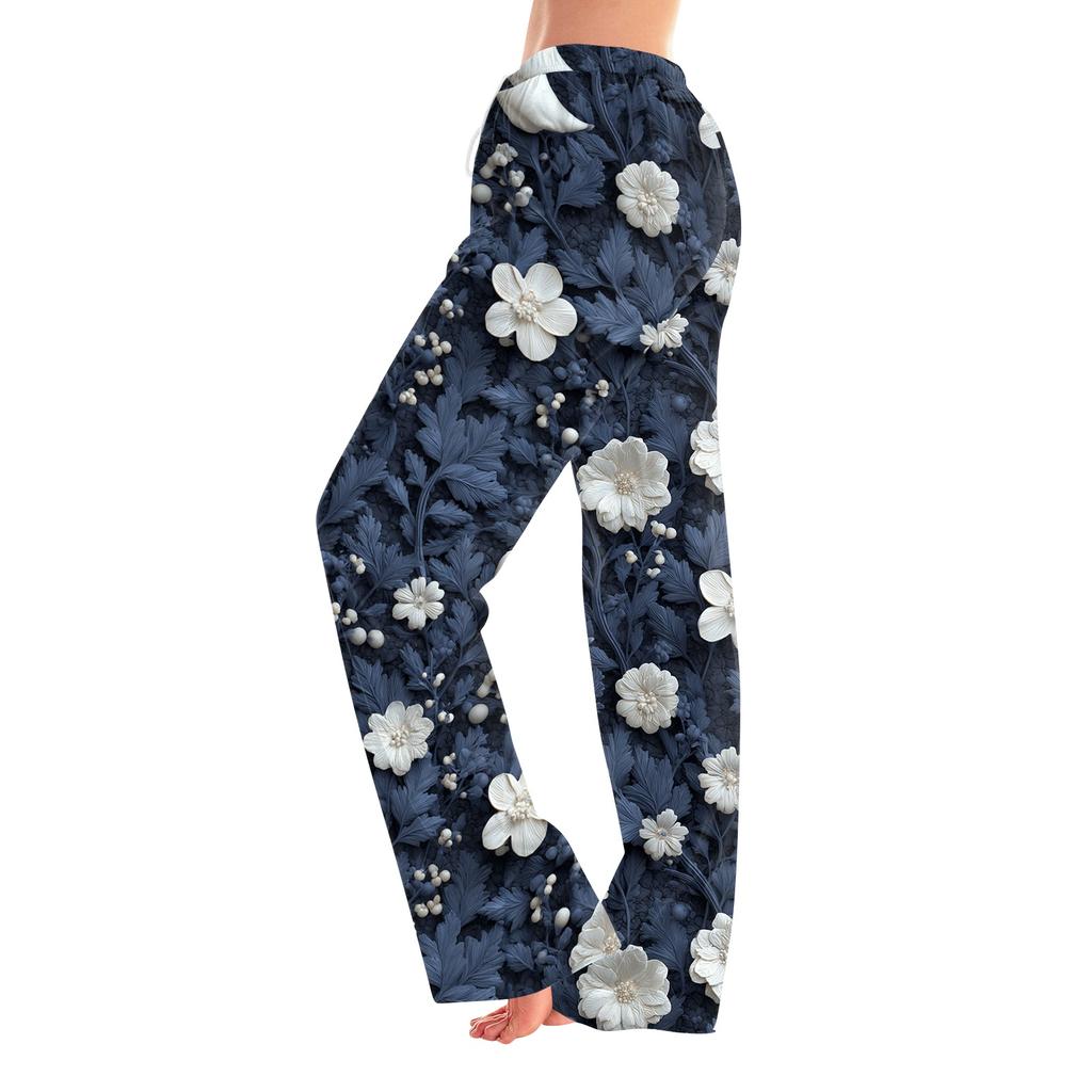 Pantaloni Pigiama da Donna con Stampa di Halloween, Vita Elastica e Coulisse, per Uso Casual e da Notte