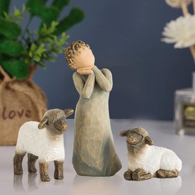 Craft Decoration Baby Jesus Manger ,Resin Ornament Hand Painted Decor Nativity Figures Statue Set