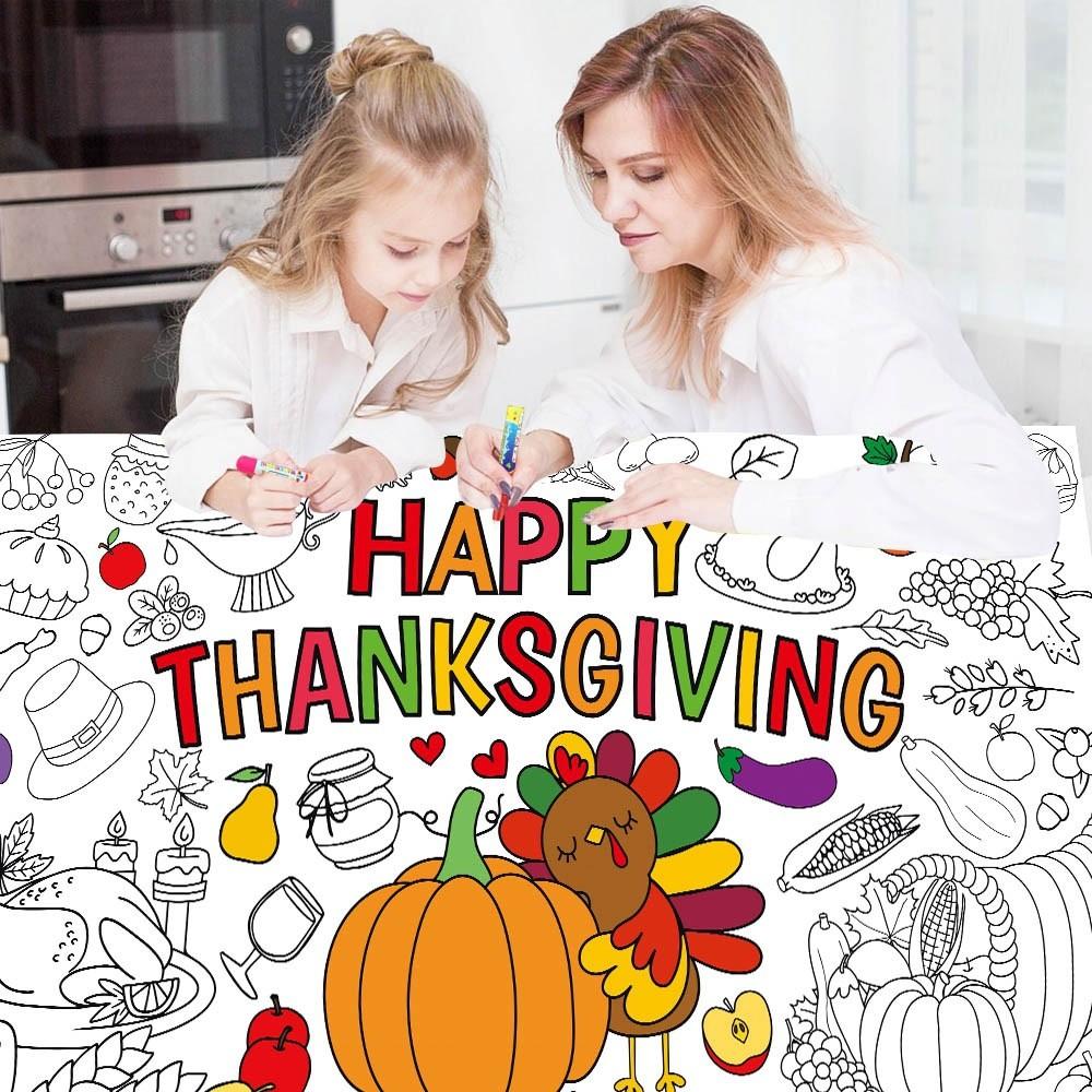 Kids Thanksgiving Diy Canvas Graffiti Paper For Fall Celebration Party Decor