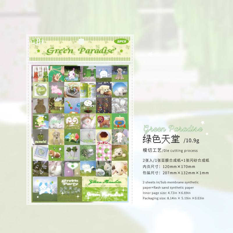 2 Blatt/Beutel Synthetisches Papier Sparkling Fantasy Diary Serie Fantasy Kleine Quadratische Dekorative Aufkleber Für Fotorahmen Kalender