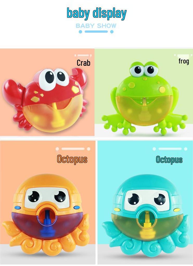 Crab & Frog Bubble Machine: Musical Bath Toy for Kids - Douyin Electric Bubble Maker
